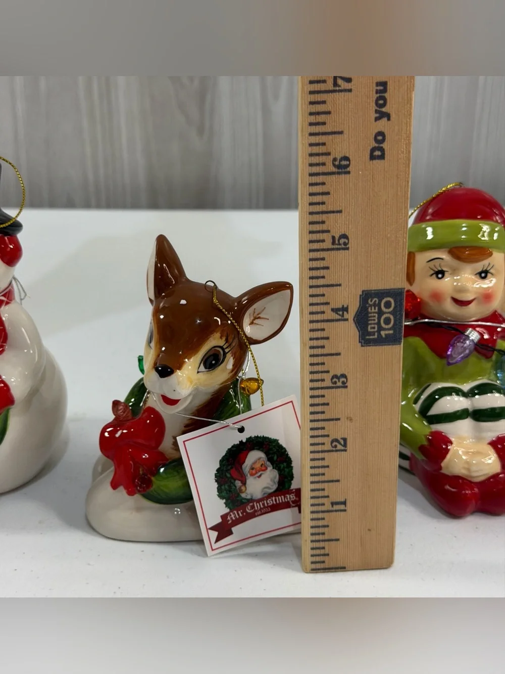 MR. CHRISTMAS Ornaments Nostalgic SANTA CLAUS - REINDEER ELF SNOWMAN SET of 4